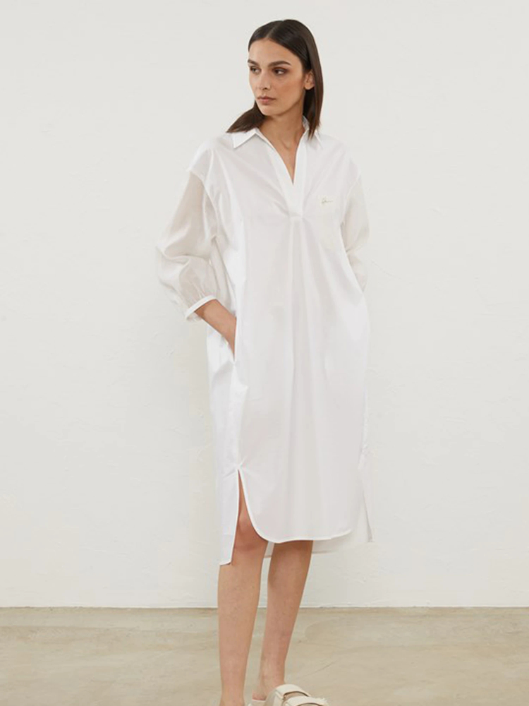 PESERICO(ペセリコ) |胸ポケットコットンストレッチワンピース