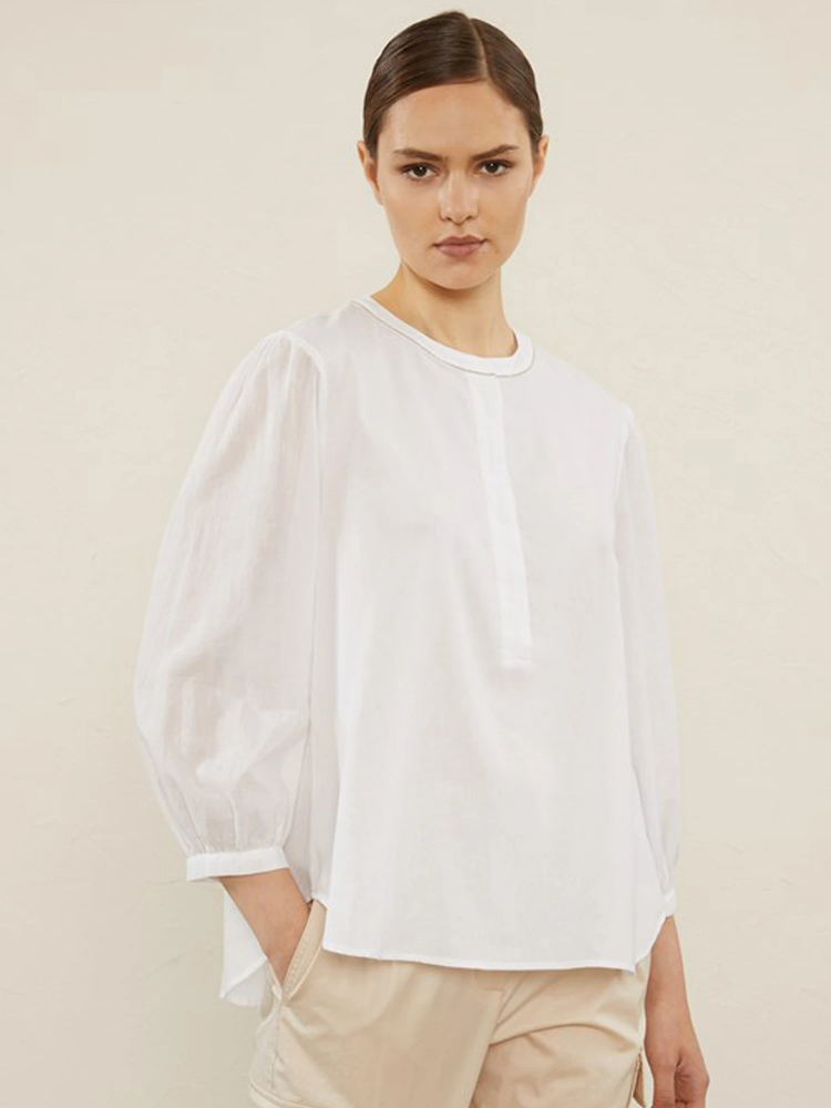 PESERICO(ペセリコ) |コットンガーゼヘンリーネックブラウス