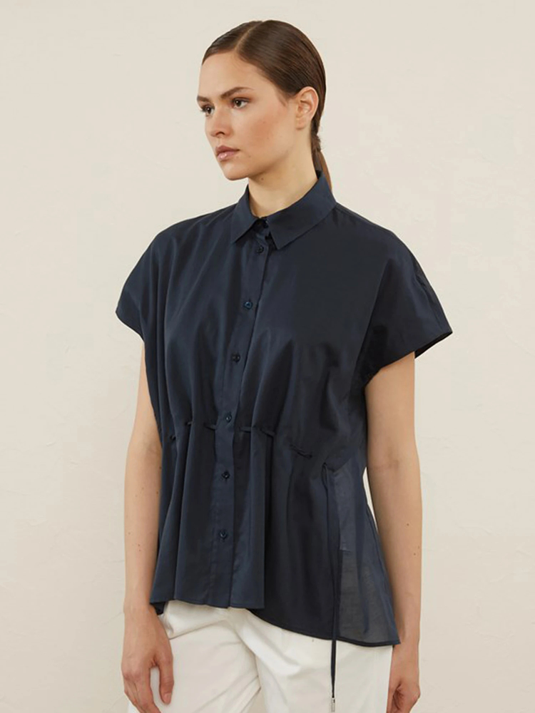 PESERICO(ペセリコ) |コットンガーゼウエストドローストリングブラウス