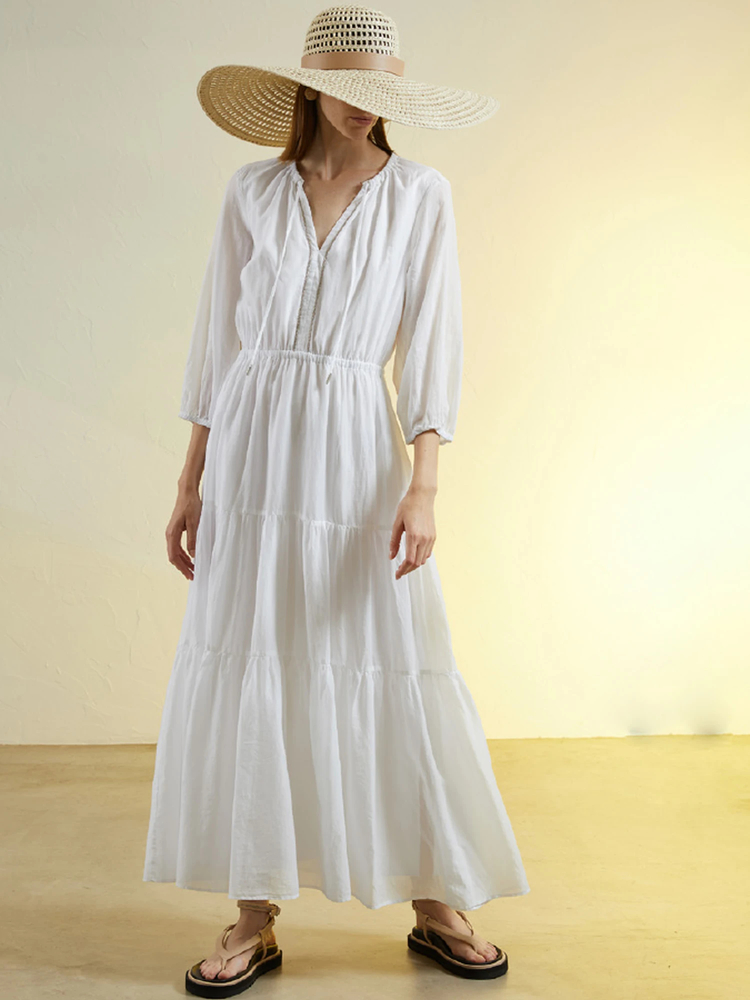 PESERICO(ペセリコ) |コットンガーゼティアードロングワンピース