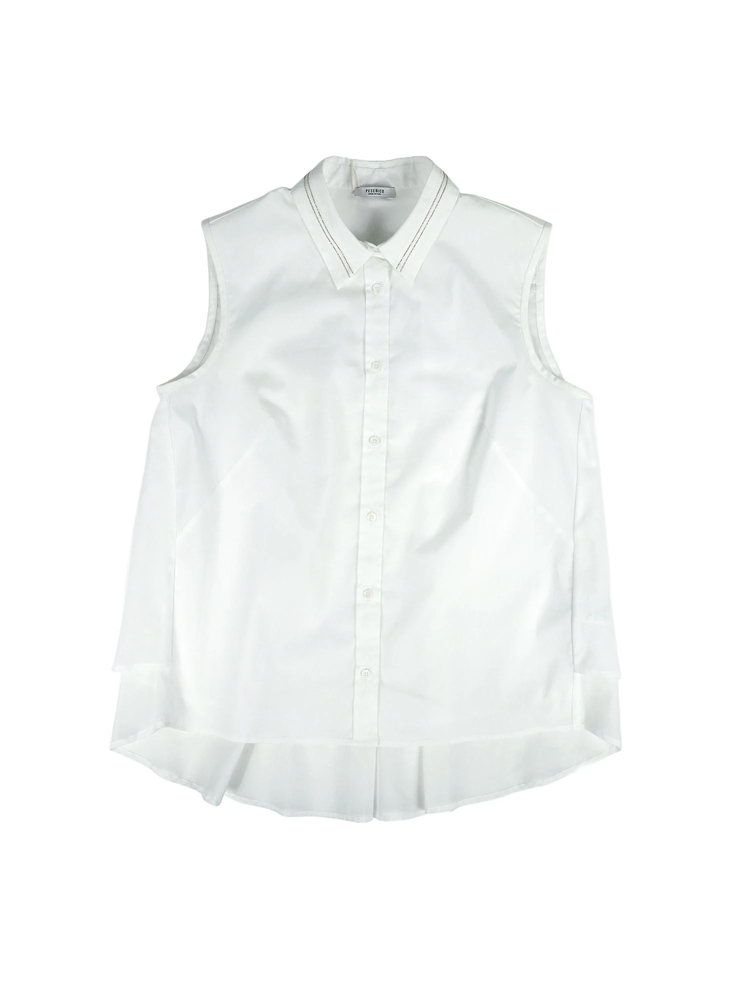 PESERICO(ペセリコ) |ボールチェーン飾り襟コットンストレッチノースリーブシャツ