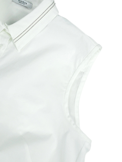 PESERICO(ペセリコ) |ボールチェーン飾り襟コットンストレッチノースリーブシャツ