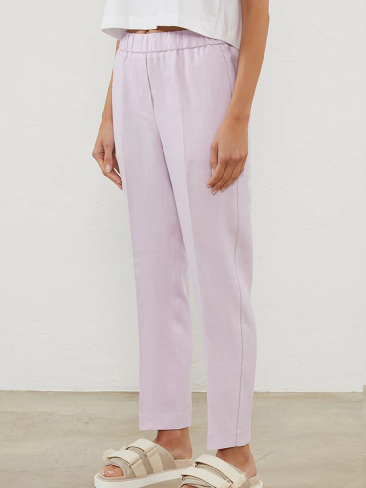 PESERICO(ペセリコ) |サイドボールチェーンリネンイージーパンツ