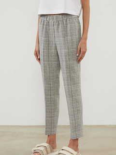 PESERICO(ペセリコ) |ラメ糸混麻チェックスリムパンツ
