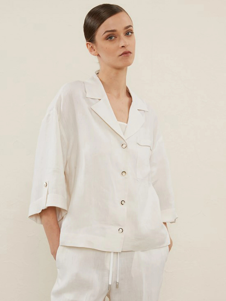 PESERICO(ペセリコ) |ロールアップスリーブテーラード麻ジャケット