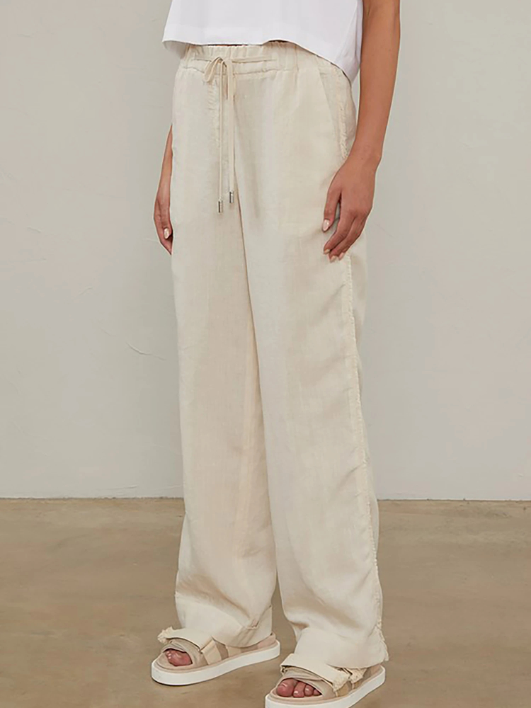 PESERICO(ペセリコ) |サイドフリンジ麻イージーパンツ