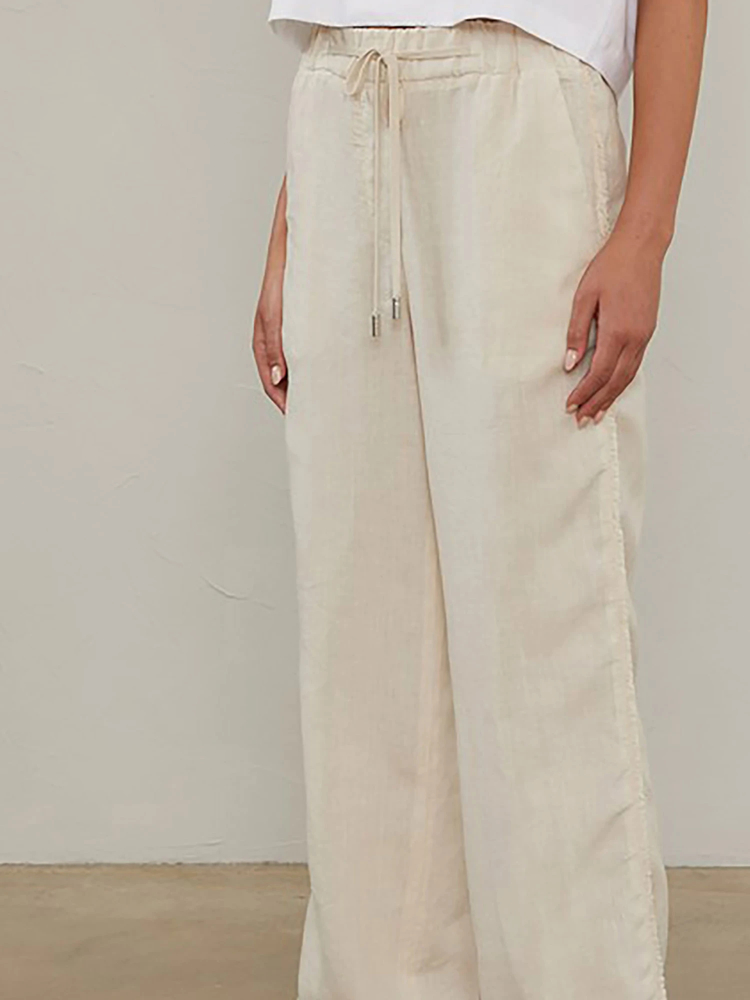 PESERICO(ペセリコ) |サイドフリンジ麻イージーパンツ