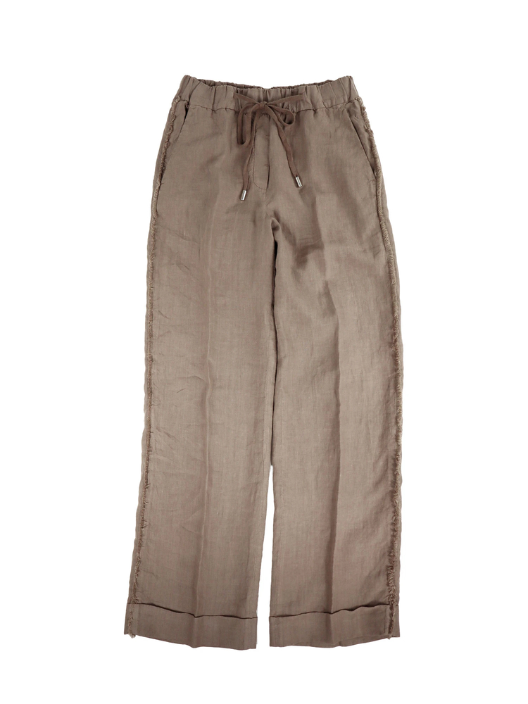 PESERICO(ペセリコ) |サイドフリンジ麻イージーパンツ
