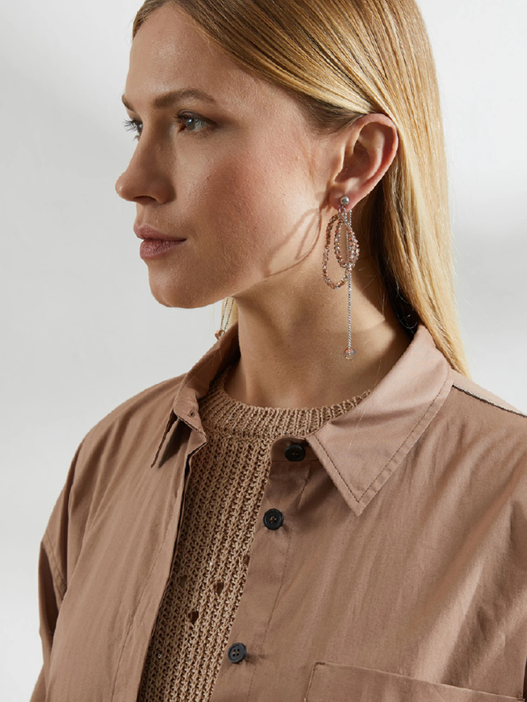 PESERICO(ペセリコ) |コットンストレッチシャツヘムワンピース