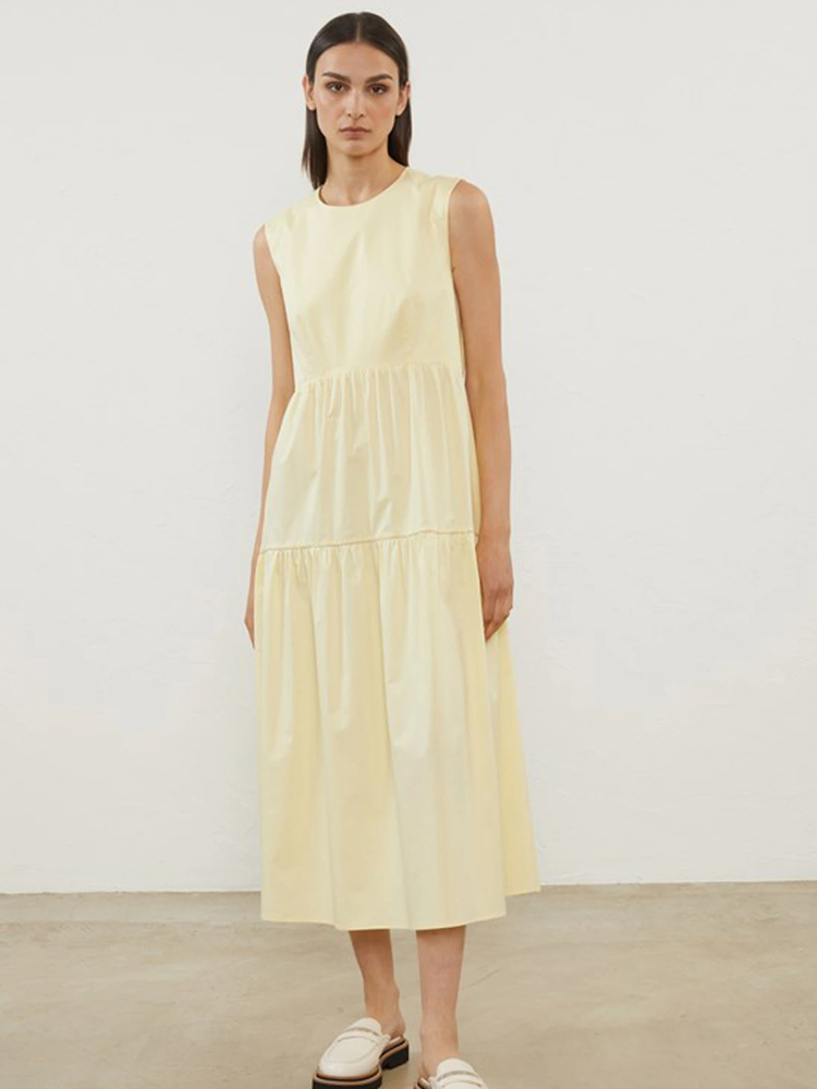 PESERICO(ペセリコ) |コットンストレッチノースリーブティアードドレス
