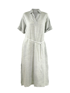 PESERICO(ペセリコ) |サイドスリット麻半袖ワンピース