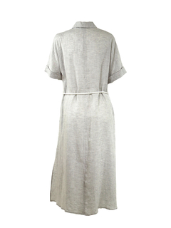 PESERICO(ペセリコ) |サイドスリット麻半袖ワンピース