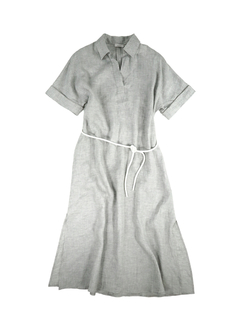 PESERICO(ペセリコ) |サイドスリット麻半袖ワンピース