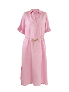 PESERICO(ペセリコ) |サイドスリット麻半袖ワンピース