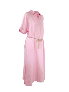 PESERICO(ペセリコ) |サイドスリット麻半袖ワンピース