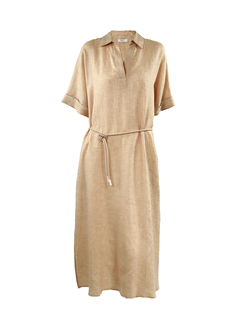 PESERICO(ペセリコ) |サイドスリット麻半袖ワンピース