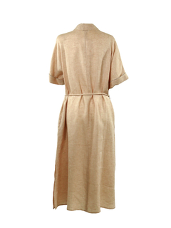 PESERICO(ペセリコ) |サイドスリット麻半袖ワンピース