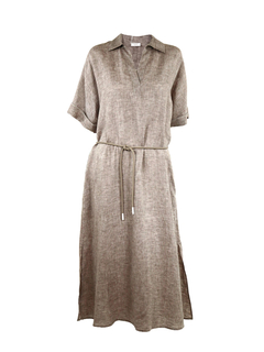 PESERICO(ペセリコ) |サイドスリット麻半袖ワンピース