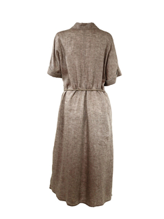 PESERICO(ペセリコ) |サイドスリット麻半袖ワンピース