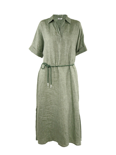 PESERICO(ペセリコ) |サイドスリット麻半袖ワンピース