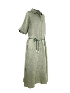 PESERICO(ペセリコ) |サイドスリット麻半袖ワンピース