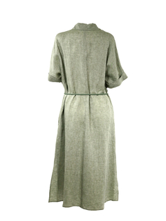 PESERICO(ペセリコ) |サイドスリット麻半袖ワンピース