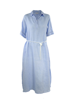 PESERICO(ペセリコ) |サイドスリット麻半袖ワンピース