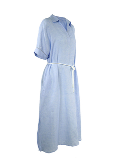 PESERICO(ペセリコ) |サイドスリット麻半袖ワンピース