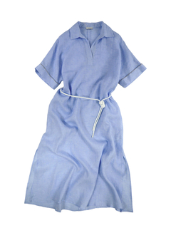 PESERICO(ペセリコ) |サイドスリット麻半袖ワンピース