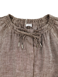 PESERICO(ペセリコ) |襟ダブルリボンデザインドローストリングシャツワンピース