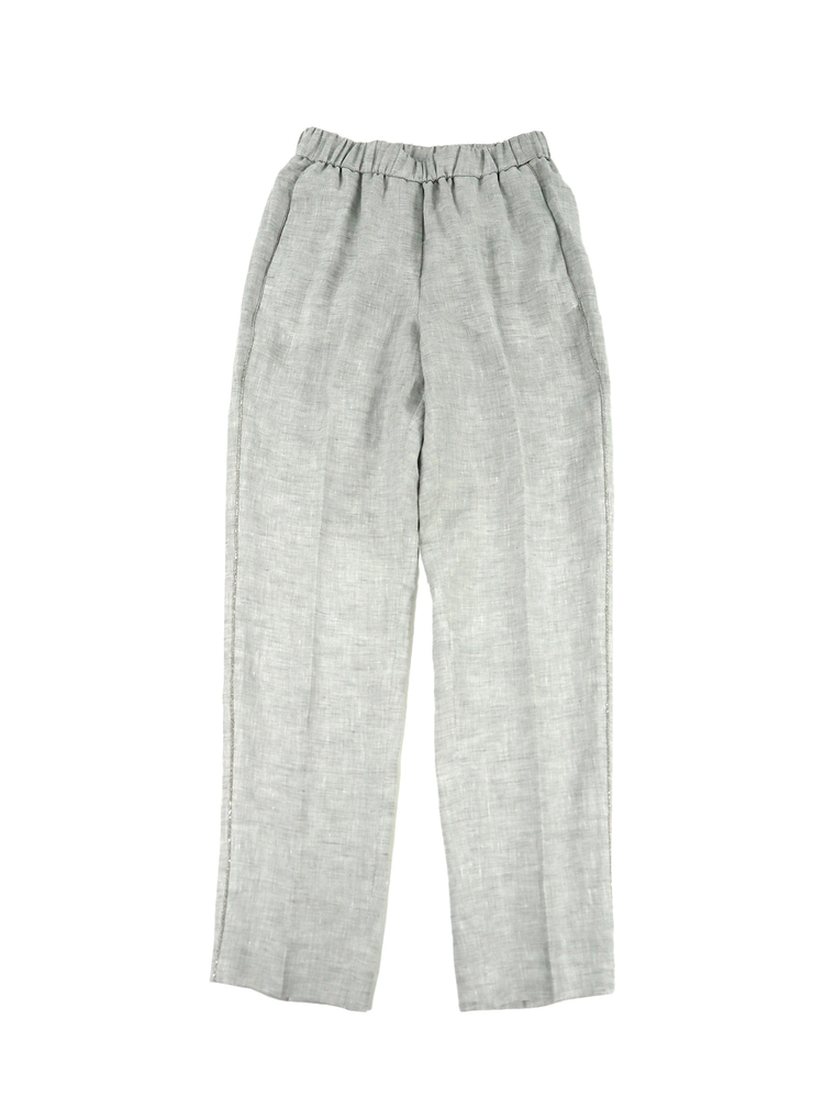 PESERICO(ペセリコ) |サイドボールチェーン麻パンツ