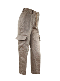 PESERICO(ペセリコ) |テーパード麻カーゴパンツ