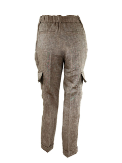 PESERICO(ペセリコ) |テーパード麻カーゴパンツ