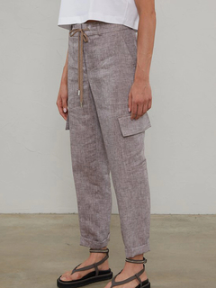 PESERICO(ペセリコ) |テーパード麻カーゴパンツ