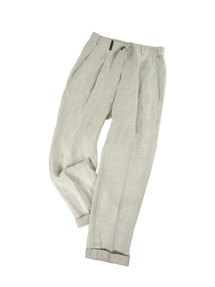 PESERICO(ペセリコ) |ウエストゴム麻テーパードパンツ