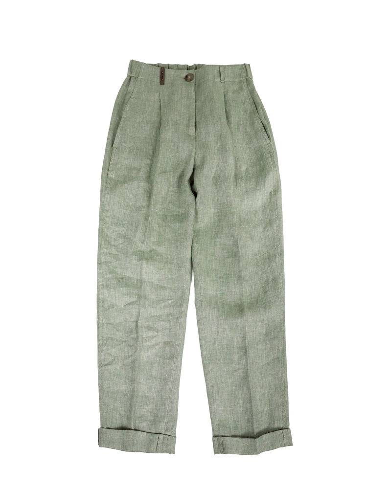 PESERICO(ペセリコ) |ウエストゴム麻テーパードパンツ