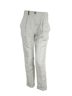 PESERICO(ペセリコ) |ウエストゴム麻テーパードパンツ