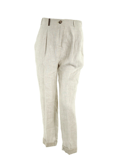 PESERICO(ペセリコ) |ウエストゴム麻テーパードパンツ