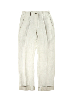 PESERICO(ペセリコ) |ウエストゴム麻テーパードパンツ