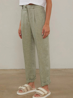 PESERICO(ペセリコ) |ウエストゴム麻テーパードパンツ