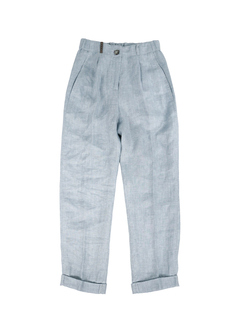 PESERICO(ペセリコ) |ウエストゴム麻テーパードパンツ