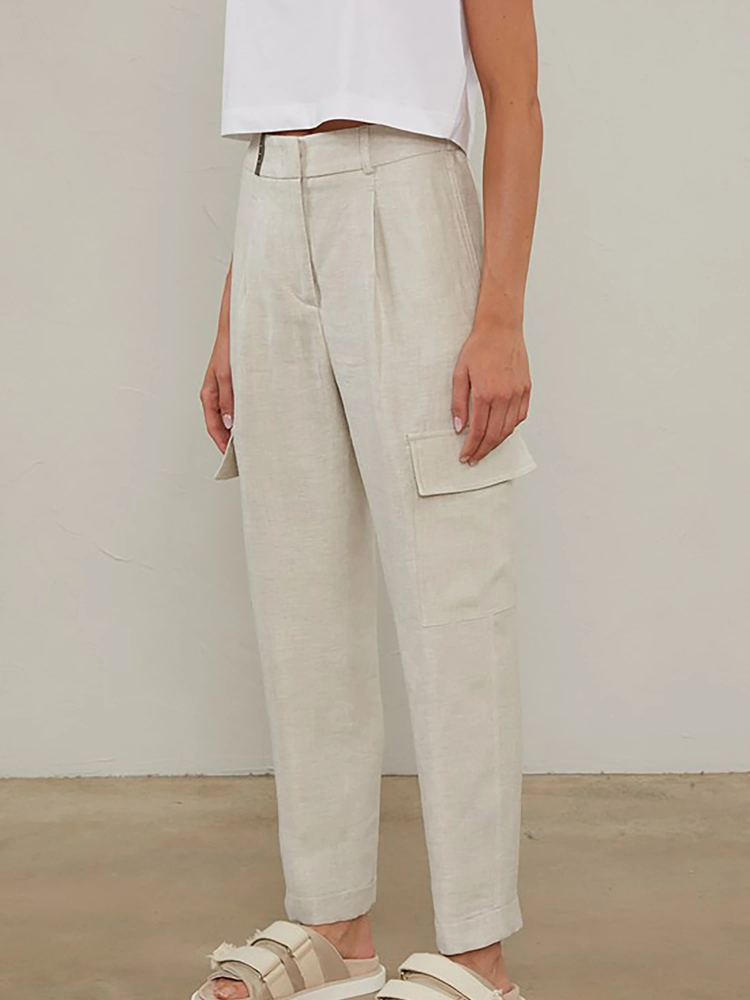 PESERICO(ペセリコ) |1タック麻カーゴパンツ