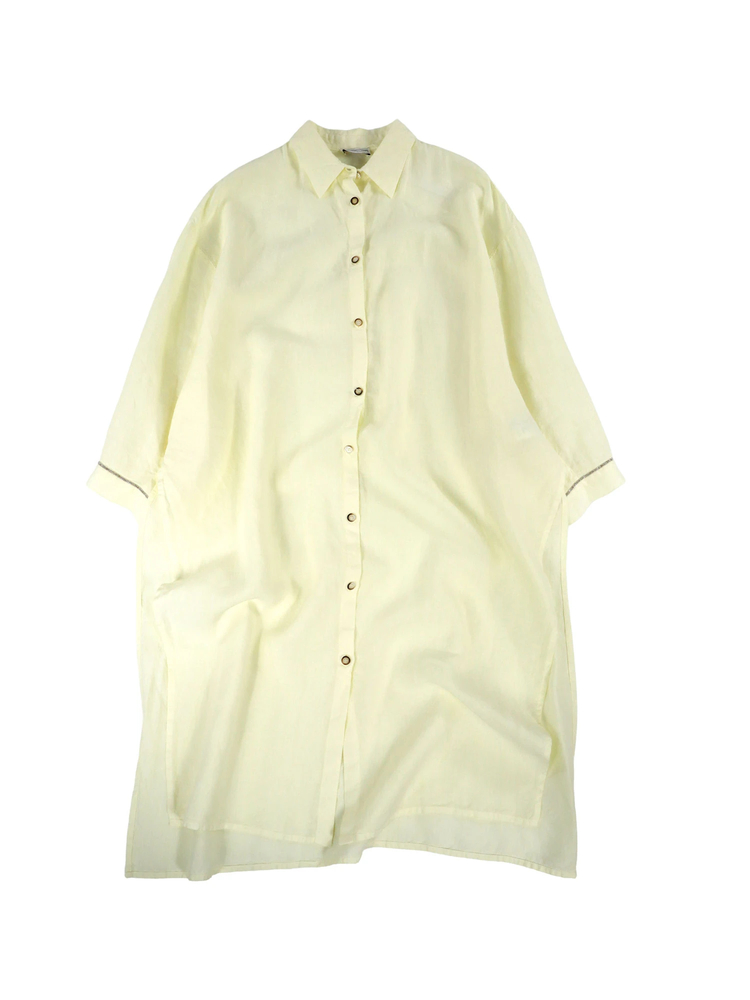 PESERICO(ペセリコ) |サイドスリット麻オーバーロングシャツ