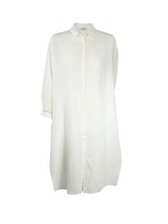 PESERICO(ペセリコ) |サイドスリット麻オーバーロングシャツ