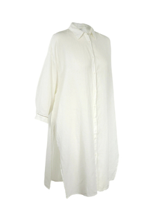 PESERICO(ペセリコ) |サイドスリット麻オーバーロングシャツ