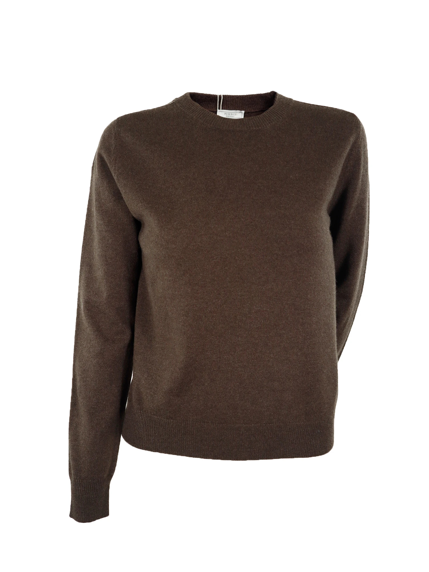 ラウンドネック 肩ボールチェーン装飾 毛絹カシミヤニット / PESERICO