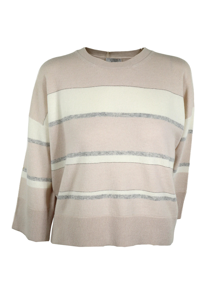 PESERICO(ペセリコ) |ウールシルクカシミヤボーダーワイドスリーブニット