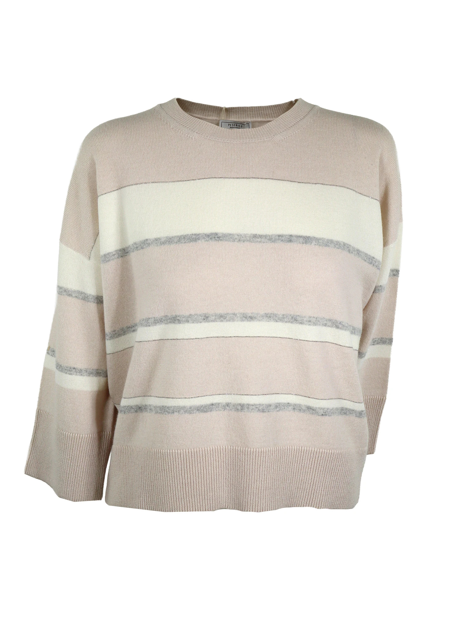 ウールシルクカシミヤボーダーワイドスリーブニット / PESERICO