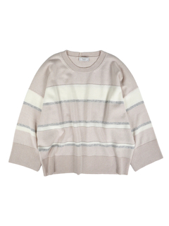 PESERICO(ペセリコ) |ウールシルクカシミヤボーダーワイドスリーブニット