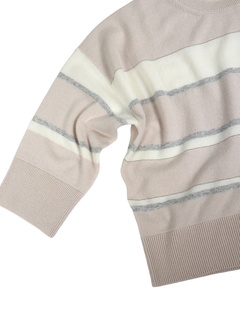 PESERICO(ペセリコ) |ウールシルクカシミヤボーダーワイドスリーブニット